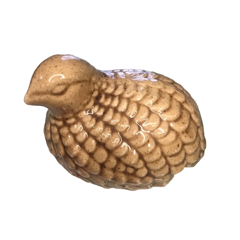 Ceramic Quails Vintage Bird Figurine Textured Brown Boho